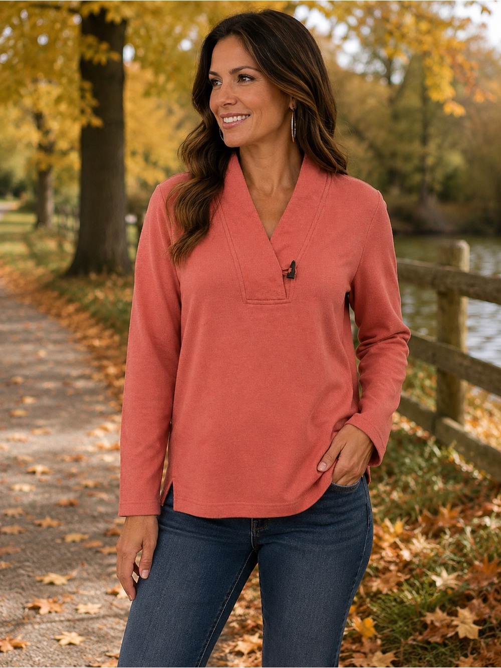 Croft & Barrow Women's V-Neck Pullover Sweater in Coral